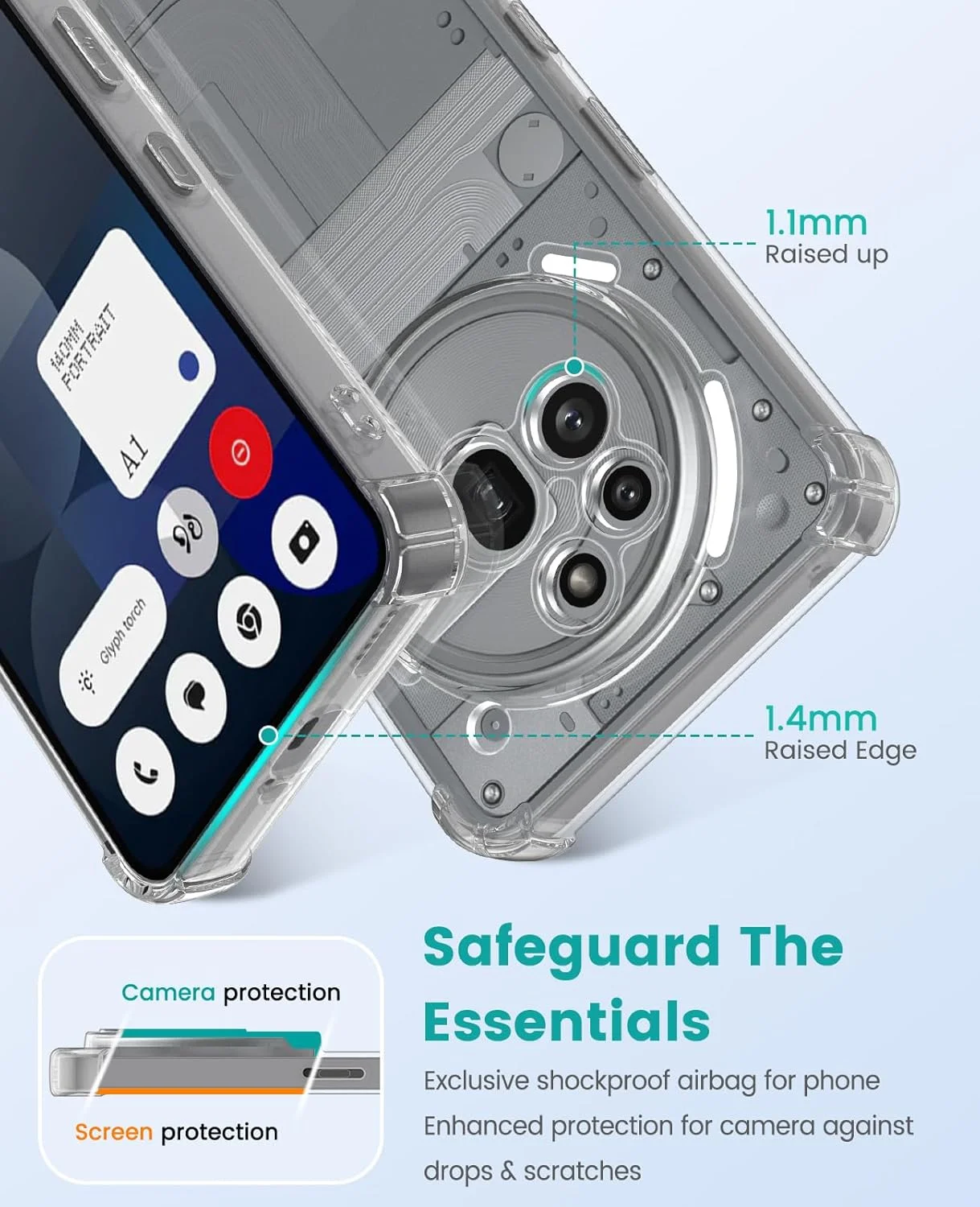 کاور محافظ گوشی ناتینگ فون 3a Pro مدل SineOrdo، کاور فوق‌العاده باریک سیلیکونی TPU – شفاف