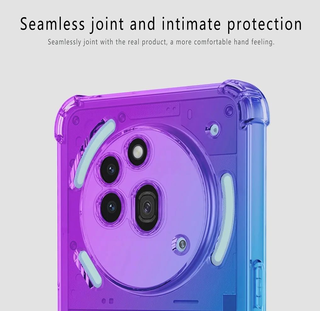 کاور گوشی ناتینگ فون (3a) پرو برند SEAHAI، کاور TPU بسیار نازک با رنگ گرادیان، بامپر سیلیکونی نرم و ضد ضربه شفاف، آبی/صورتی