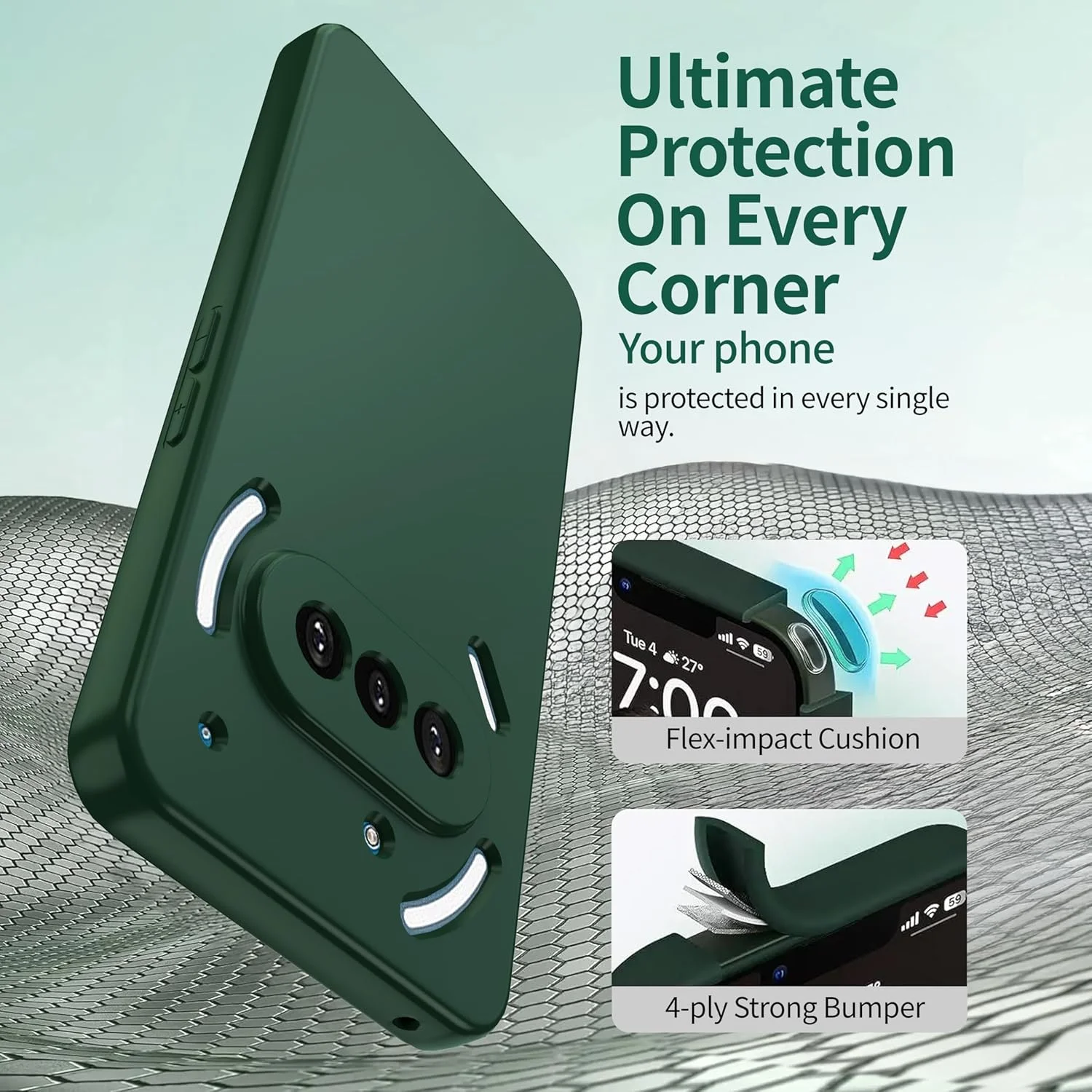 قاب سیلیکونی مقاوم در برابر ضربه و فوق العاده نازک واتانا برای ناتینگ فون (3a)، سبز