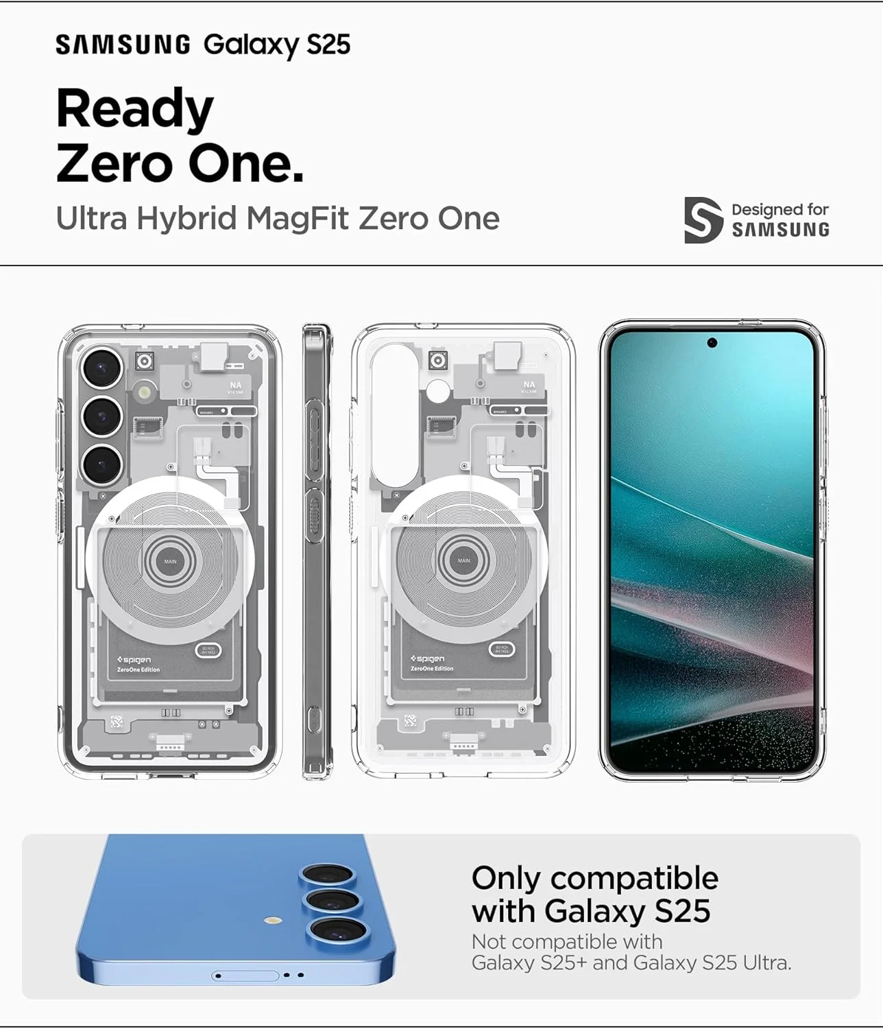 کاور محافظ گوشی سامسونگ گلکسی اس 25 مدل Spigen Ultra Hybrid MagFit [سازگار با MagSafe] (2025) - Zero One White