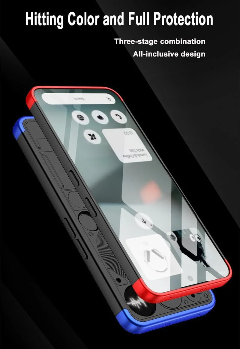 کاور ضد ضربه سازگار با تلفن ناتینگ (3)، ساخته شده از مواد PC منتخب و دارای ایربگ در چهار گوشه برای مقاومت در برابر ضربه و افتادن، مناسب برای تلفن ناتینگ 3 (مشکی)