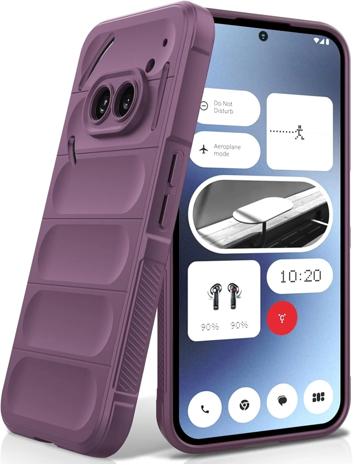 قاب محافظ سیلیکونی مایع برای ناتینگ فون 2a / 2a پلاس، با پوشش داخلی میکروفایبر ضد خش و محافظت از دوربین، بنفش