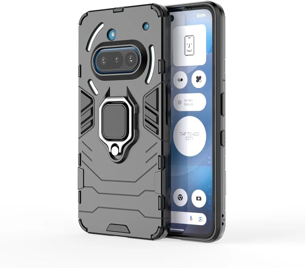 کاور محافظ گوشی ناتینگ فون (3a) مدل SEAHAI، دولایه با سپر دفاعی تقویت‌شده، ساخته شده از سیلیکون TPU ضد ضربه، به همراه پایه نگهدارنده ارتقا یافته - مشکی