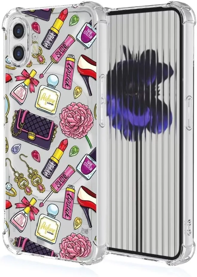 قاب مناسب برای ناتینگ فون (1)، قاب شفاف با طرح گل، مناسب دختران و بانوان - A43