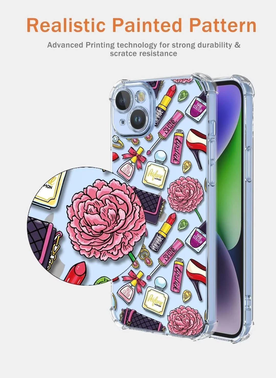 قاب مناسب برای ناتینگ فون (1)، قاب شفاف با طرح گل، مناسب دختران و بانوان - A43