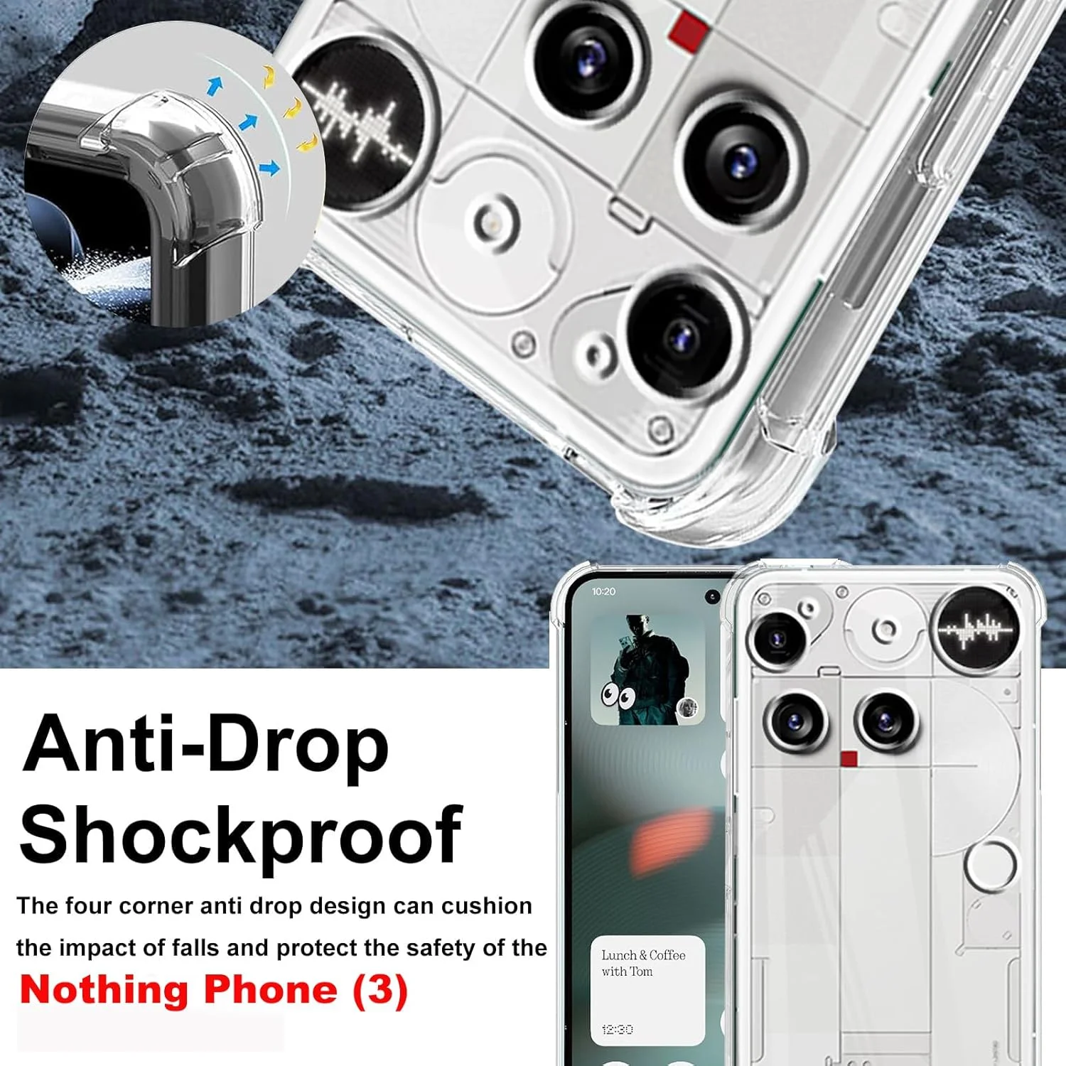 کاور محافظ گوشی ناتینگ فون (3) به همراه 2 محافظ صفحه نمایش شیشه ای حرارت دیده، محافظت از گوشه ها، فوق العاده شفاف، ضد خش، جذب شوک، کاور نرم TPU با سپر مقاوم برای ناتینگ فون (3)