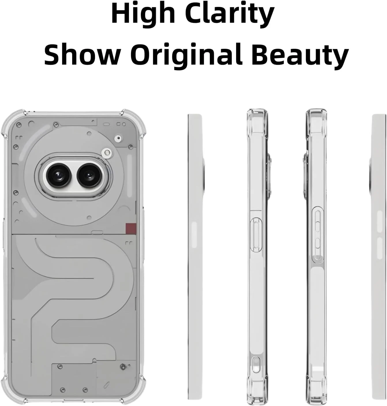 کاور شفاف گوشی ناتینگ فون 2a/2a پلاس، با گوشه‌های تقویت‌شده، باریک، مقاوم در برابر ضربه، ساخته شده از TPU انعطاف‌پذیر