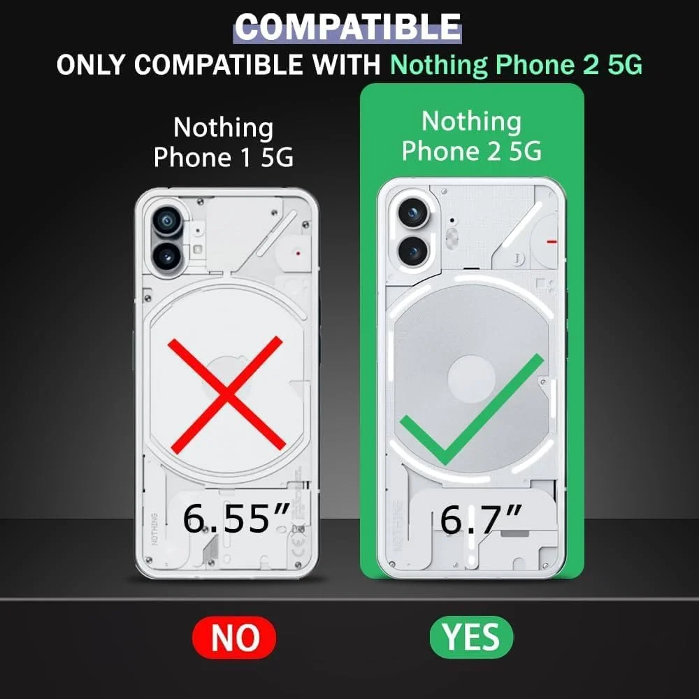 کاور شفاف Zubitech برای گوشی Nothing Phone 2، ضد خش، انعطاف پذیر، برش های دقیق، محافظ دوربین برجسته، مدل Clear