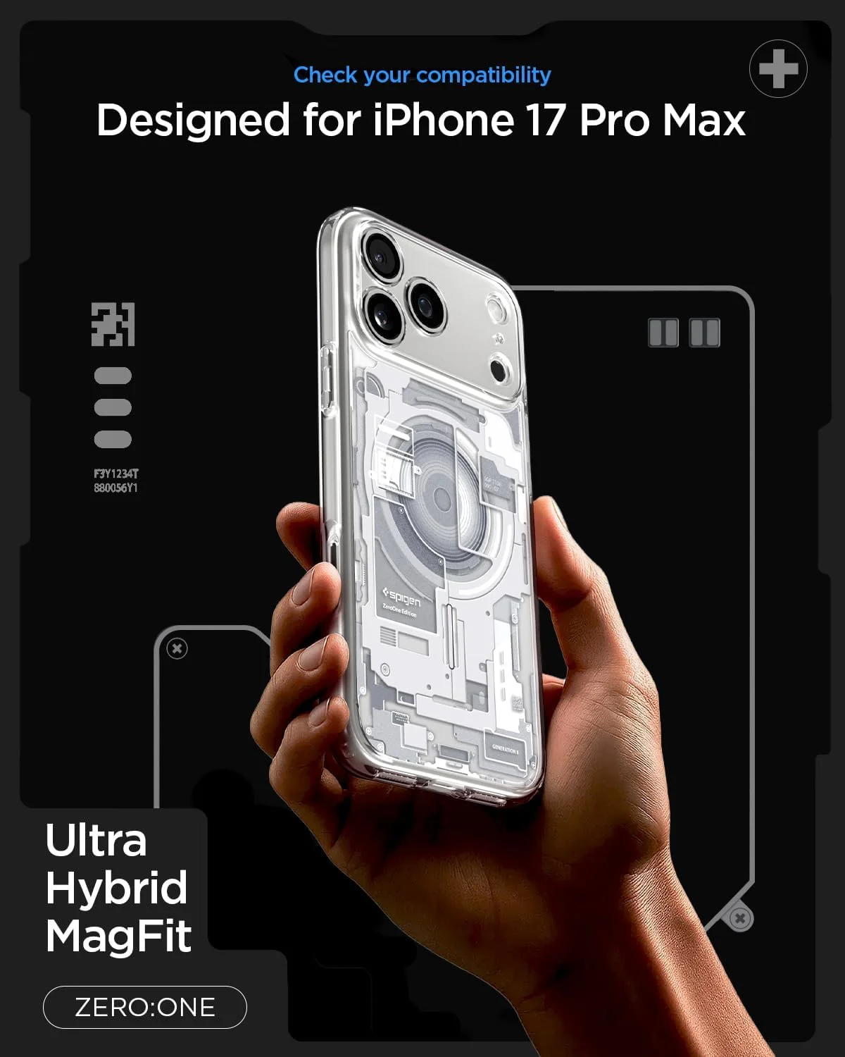 کاور محافظ گوشی آیفون 17 پرو مکس Spigen Ultra Hybrid MagFit [سازگار با MagSafe] (2025) - طرح Zero One White