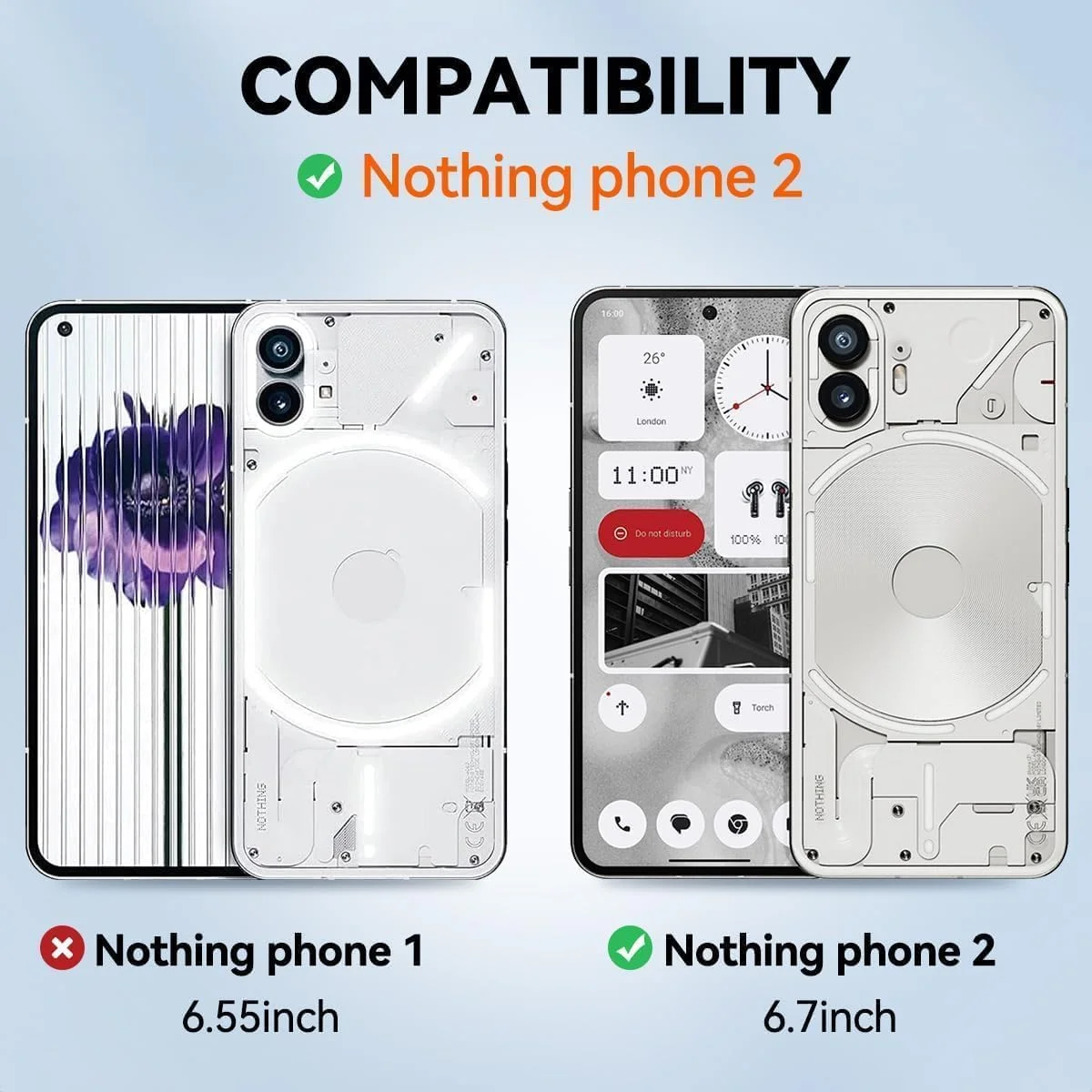 کاور محافظ TPU شفاف برای ناتینگ فون 2، محافظ باریک ضد ضربه، شفاف