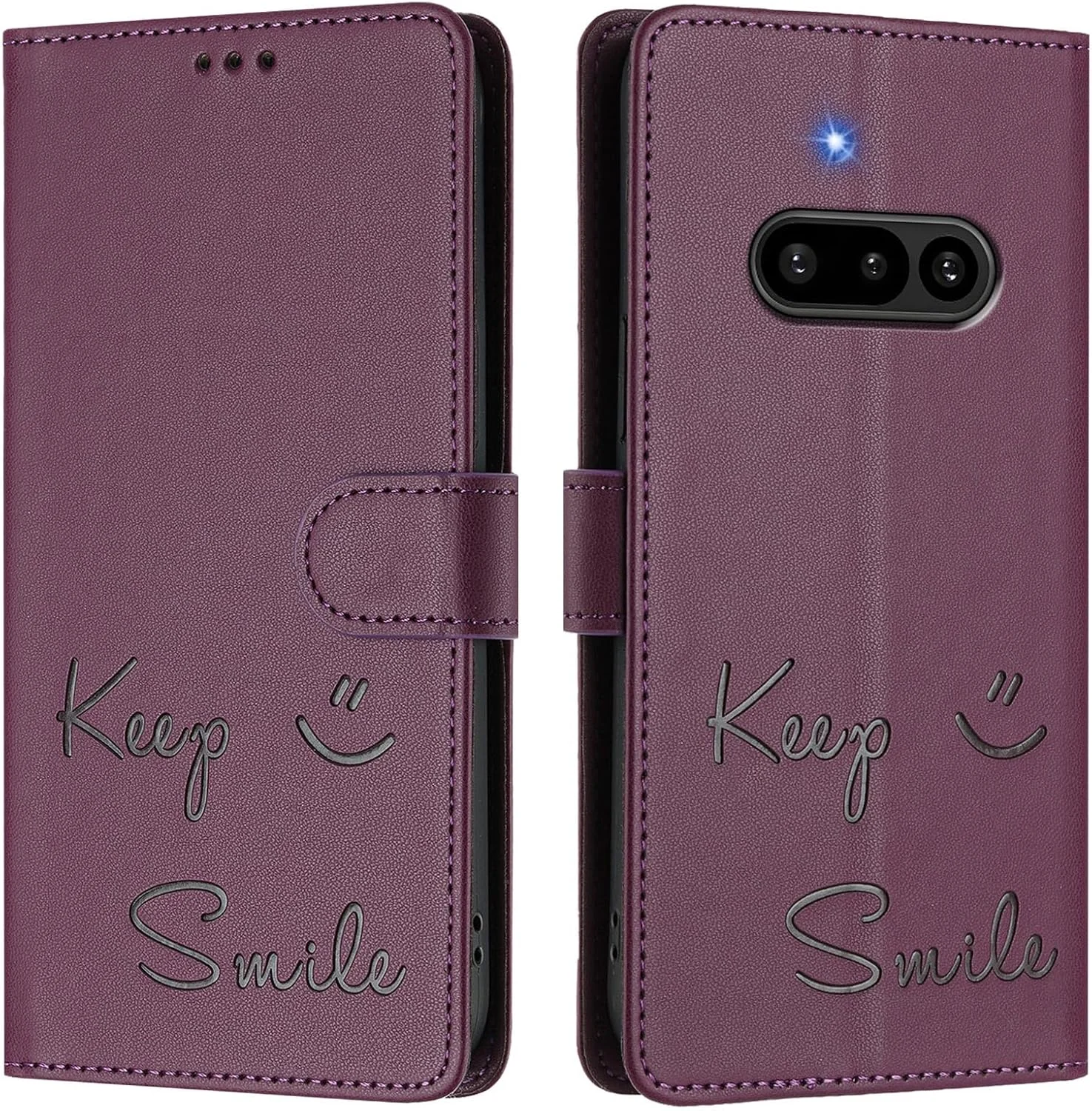 کاور سازگار با ناتینگ فون 3A، سازگار با ناتینگ فون (3a) 5G A059، دارای جای کارت، قفل آهنربایی، پایه تاشو، طرح کیف پول، بنفش