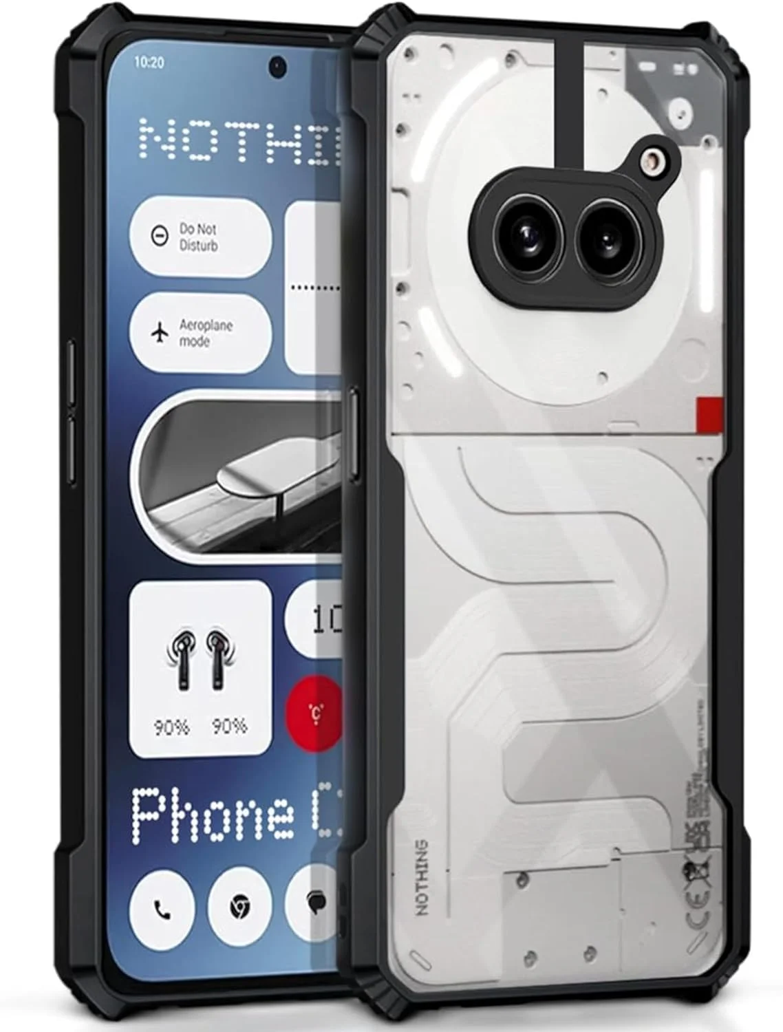 کاور شفاف گوشی ناتینگ فون 2a سارونت، کاور فوق العاده نازک با ضربه گیر TPU نرم + پشت آکریلیک شفاف، محافظت در برابر ضربه و سقوط با ایربگ های درجه نظامی برای ناتینگ فون 2a (مشکی)