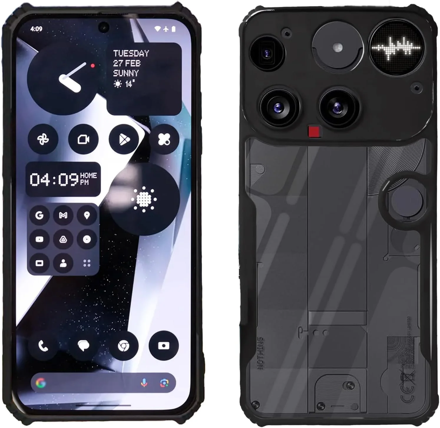 کاور محافظ گوشی موبایل FJIASTB مناسب برای ناتینگ فون (3) مدل 2025، TPU انعطاف پذیر + پوشش محافظ PMMA سخت، ضد ضربه، مقاوم در برابر خراش (مشکی)