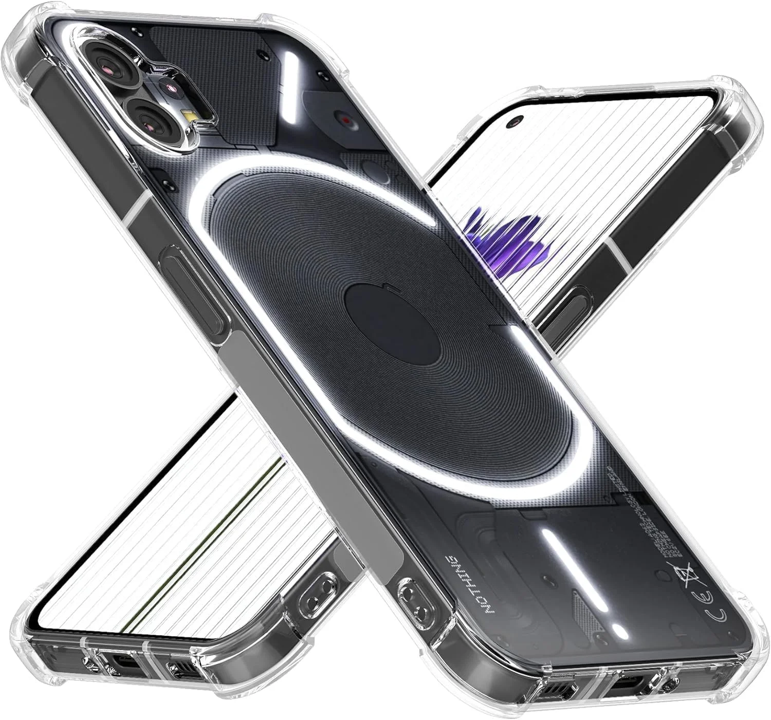 کاور شفاف گوشی ناتینگ فون 1 مدل 2022، کاور نرم و باریک، TPU انعطاف پذیر شفاف، بامپر قاب پشتی PC سخت، گوشه های تقویت شده، کاور سبک و ضد ضربه