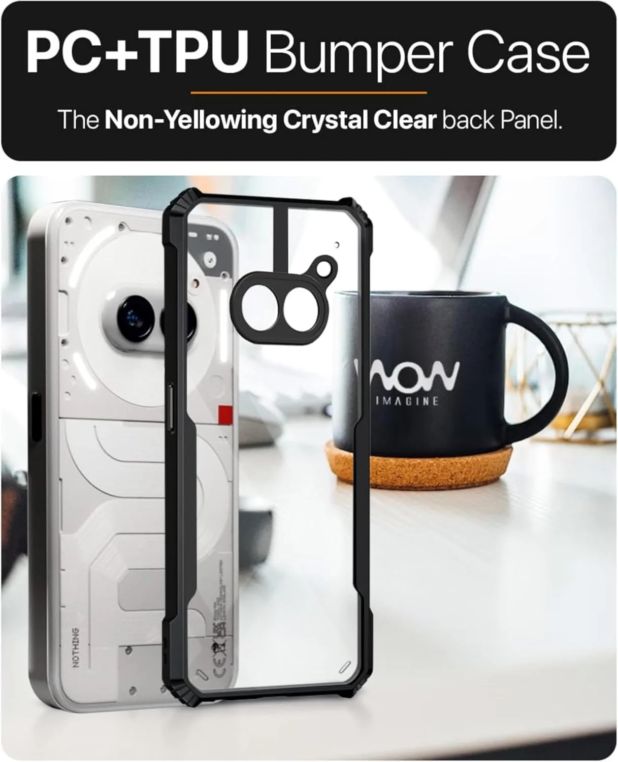 کاور شفاف گوشی ناتینگ فون 2a سارونت، کاور فوق العاده نازک با ضربه گیر TPU نرم + پشت آکریلیک شفاف، محافظت در برابر ضربه و سقوط با ایربگ های درجه نظامی برای ناتینگ فون 2a (مشکی)