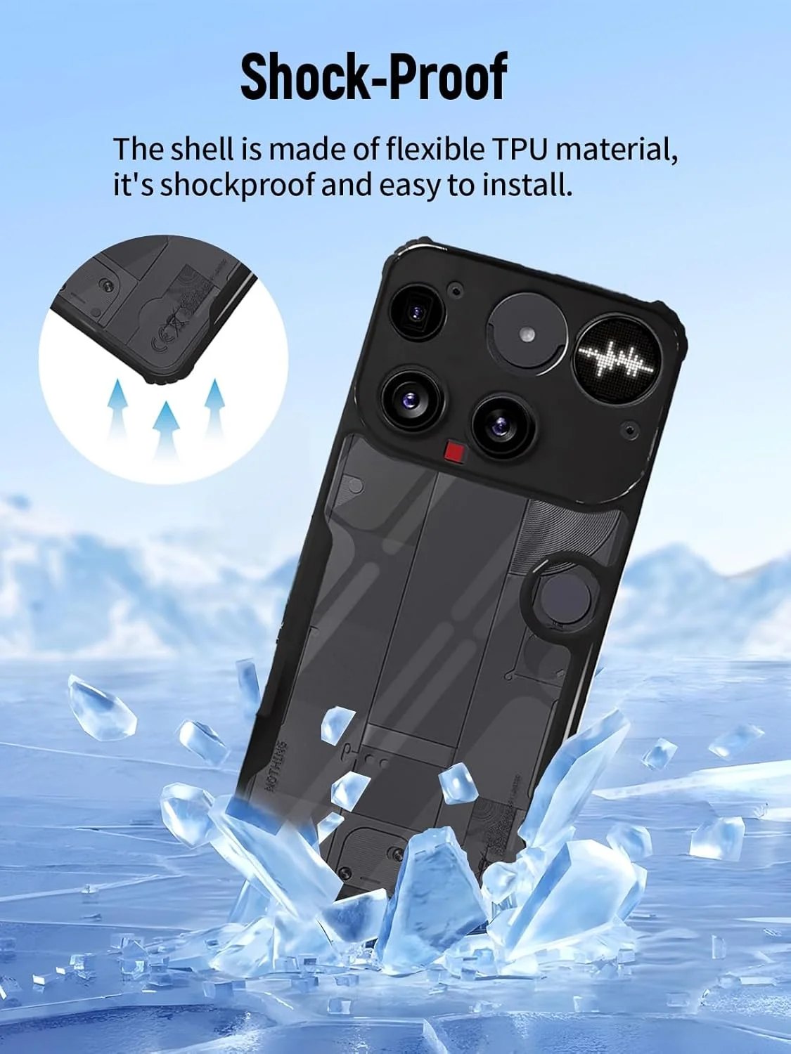 کاور محافظ گوشی موبایل FJIASTB مناسب برای ناتینگ فون (3) مدل 2025، TPU انعطاف پذیر + پوشش محافظ PMMA سخت، ضد ضربه، مقاوم در برابر خراش (مشکی)