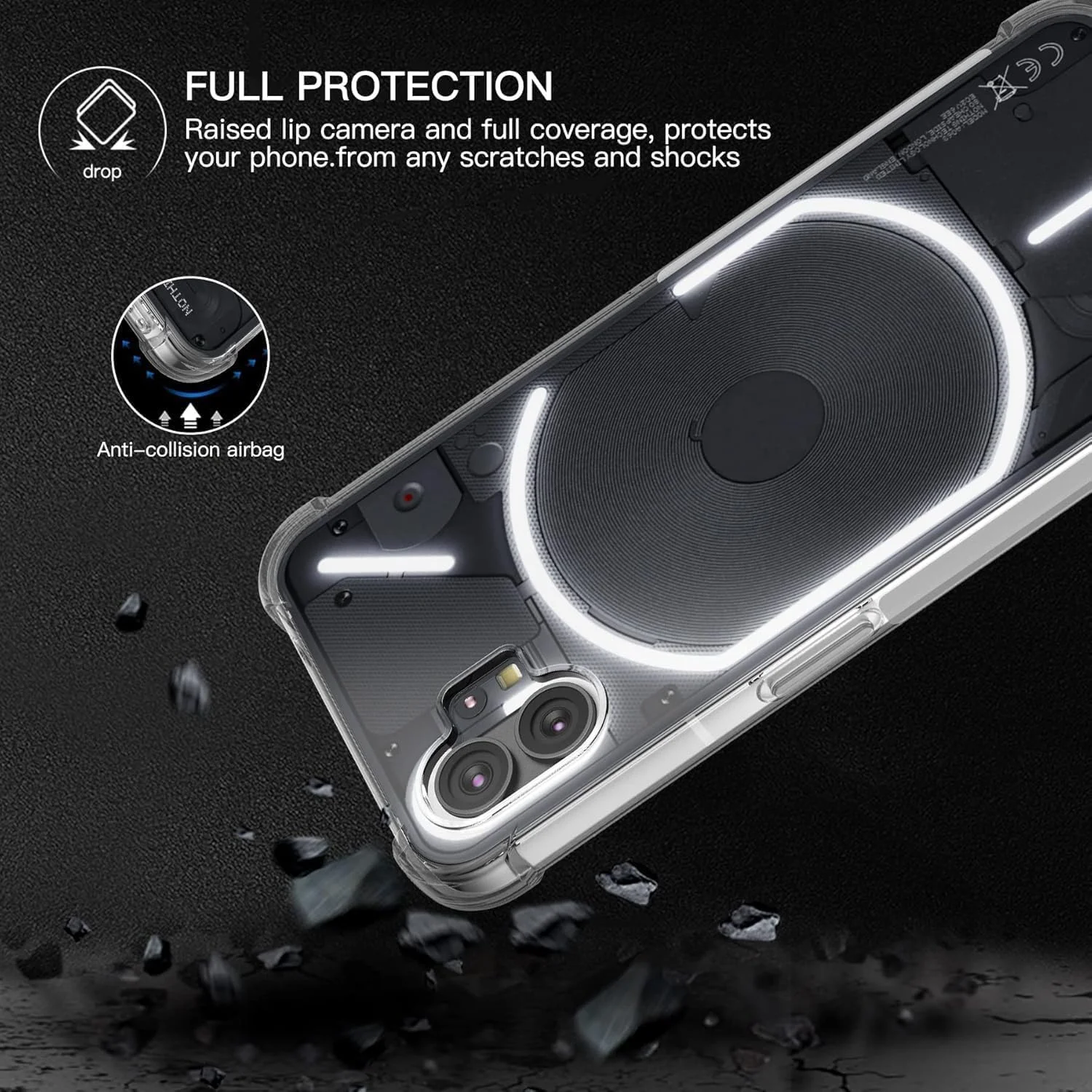 کاور شفاف گوشی ناتینگ فون 1 مدل 2022، کاور نرم و باریک، TPU انعطاف پذیر شفاف، بامپر قاب پشتی PC سخت، گوشه های تقویت شده، کاور سبک و ضد ضربه