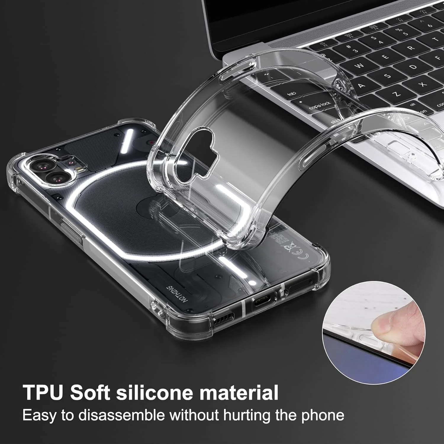 کاور شفاف گوشی ناتینگ فون 1 مدل 2022، کاور نرم و باریک، TPU انعطاف پذیر شفاف، بامپر قاب پشتی PC سخت، گوشه های تقویت شده، کاور سبک و ضد ضربه