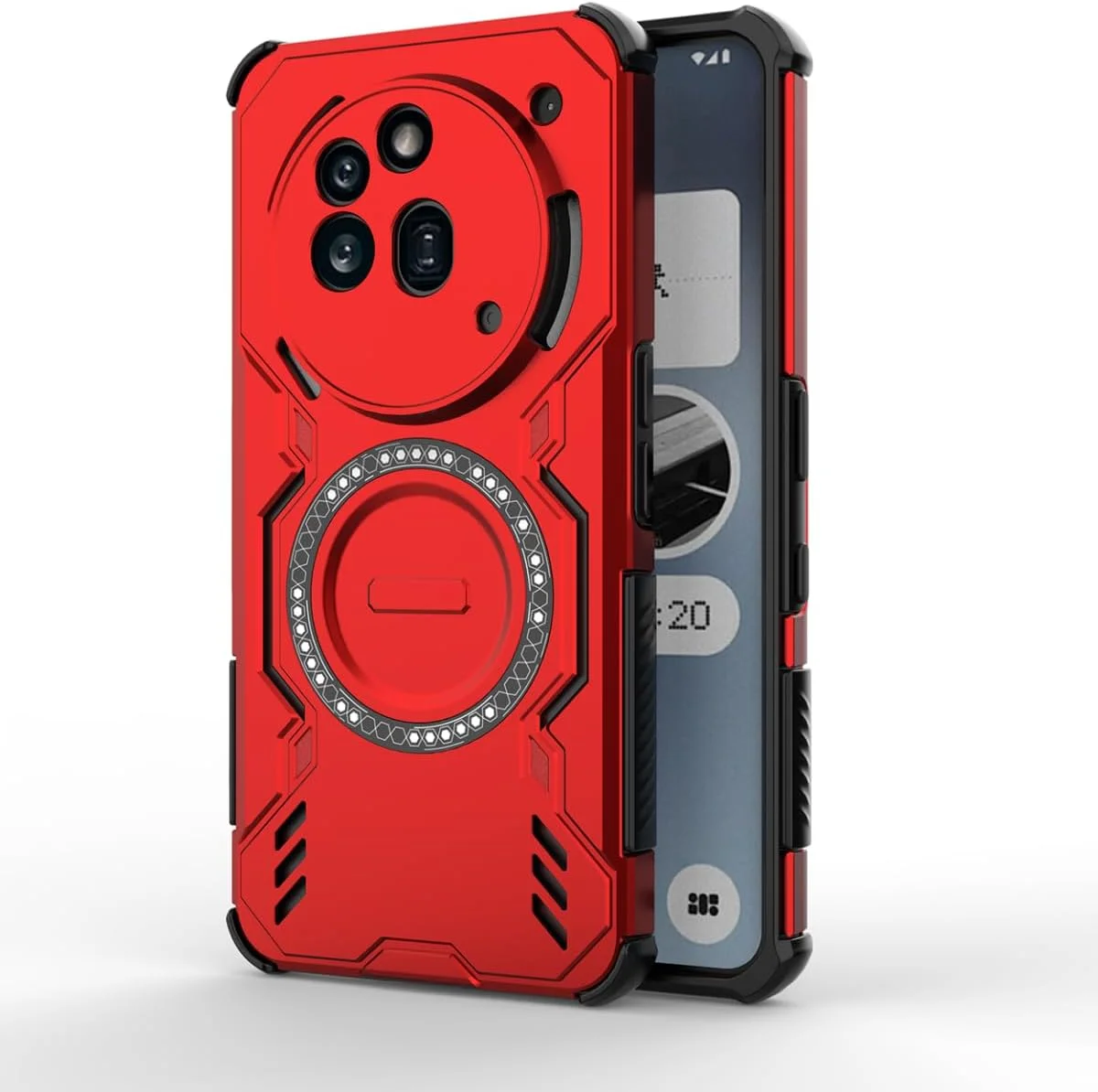 کاور محافظ زرهی COMAKU مدل Ultra Armor مناسب برای Nothing Phone 3a Pro، کاور TPU+PC ضد ضربه، [دفع سریع حرارت] [مغناطیسی قوی] - قرمز