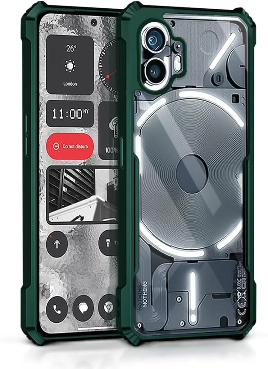 قاب محافظ گوشی ناتینگ فون 2، محافظت 360 درجه، طراحی محافظتی، پشت شفاف، ضد ضربه و ضد خش برای ناتینگ فون 2 5G (سبز)