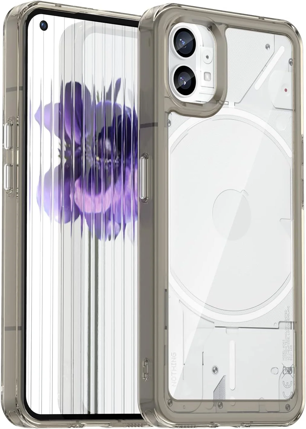 قاب محافظ شفاف Eastcoo برای ناتینگ فون 1، ضد ضربه [پشت PC سخت + سپر TPU نرم] [4 گوشه تقویت شده] [پشتیبانی از شارژ بی سیم] کاور قاب گوشی برای ناتینگ فون (1) (خاکستری)