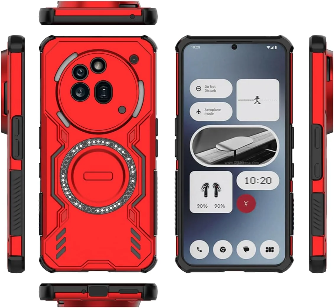 کاور محافظ زرهی COMAKU مدل Ultra Armor مناسب برای Nothing Phone 3a Pro، کاور TPU+PC ضد ضربه، [دفع سریع حرارت] [مغناطیسی قوی] - قرمز