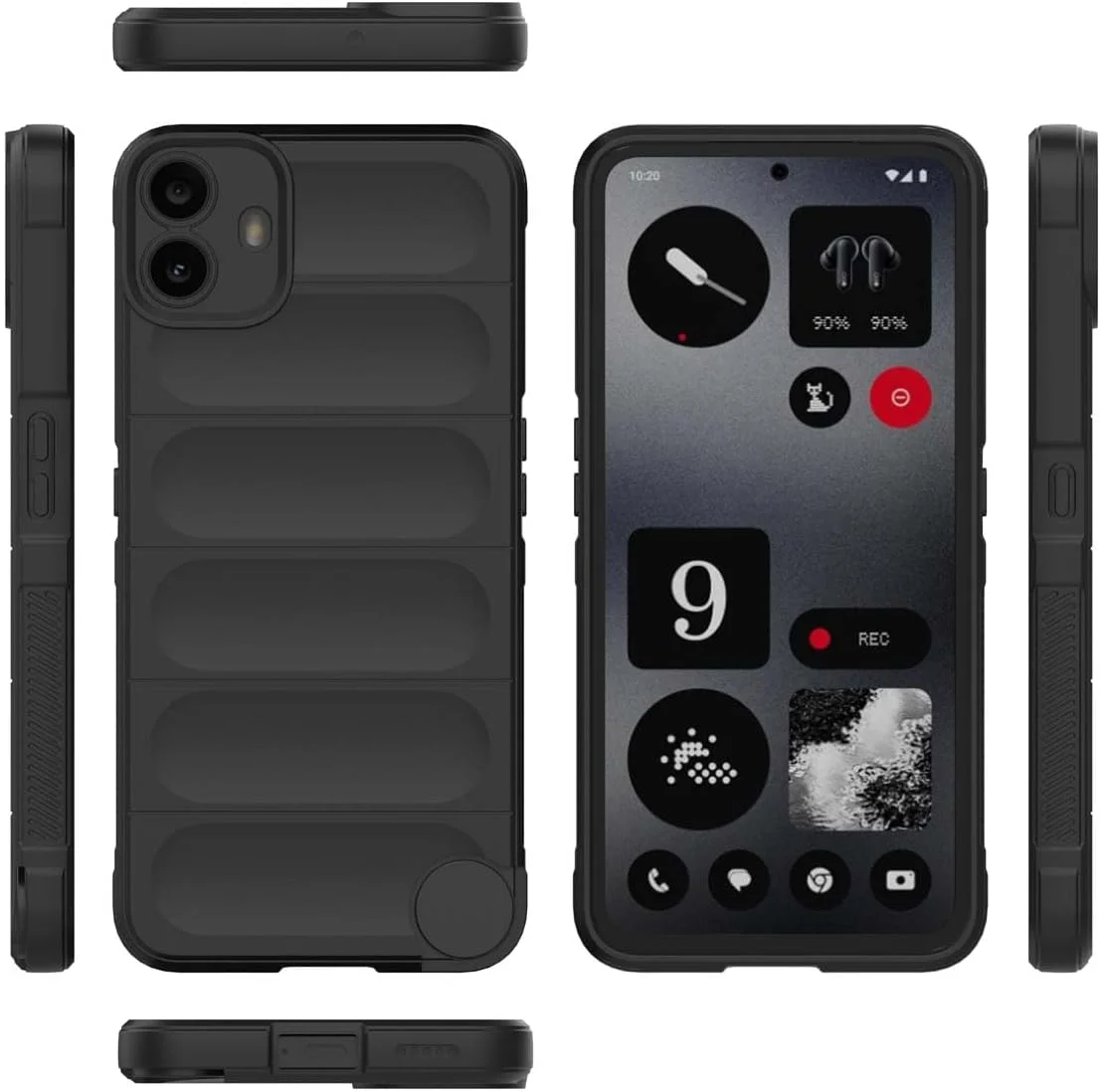 کاور سیلیکونی نرم PEIYE برای تلفن Nothing CMF Phone 1، با طراحی ضد لغزش در کناره ها، TPU انعطاف پذیر و مقاوم در برابر ضربه - مشکی