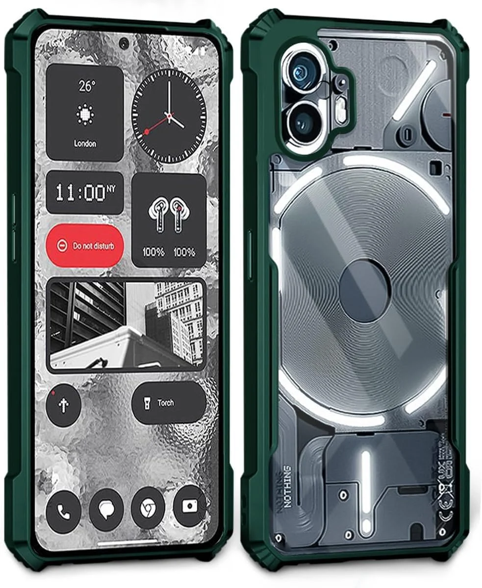 قاب محافظ گوشی ناتینگ فون 2، محافظت 360 درجه، طراحی محافظتی، پشت شفاف، ضد ضربه و ضد خش برای ناتینگ فون 2 5G (سبز)