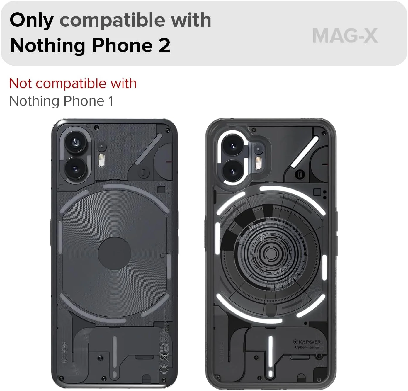 کاور پشتی KAPAVER Mag-X CyBer-i Edition مناسب برای Nothing Phone 2 - مشکی دودی [CyBer-01]