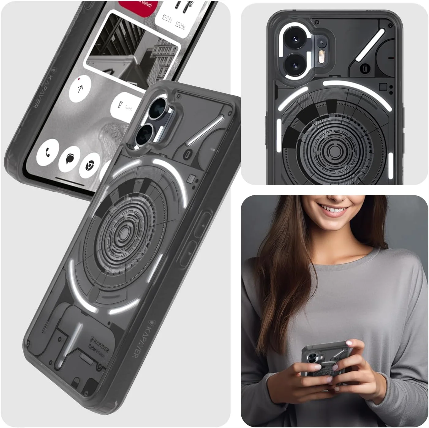 کاور پشتی KAPAVER Mag-X CyBer-i Edition مناسب برای Nothing Phone 2 - مشکی دودی [CyBer-01]