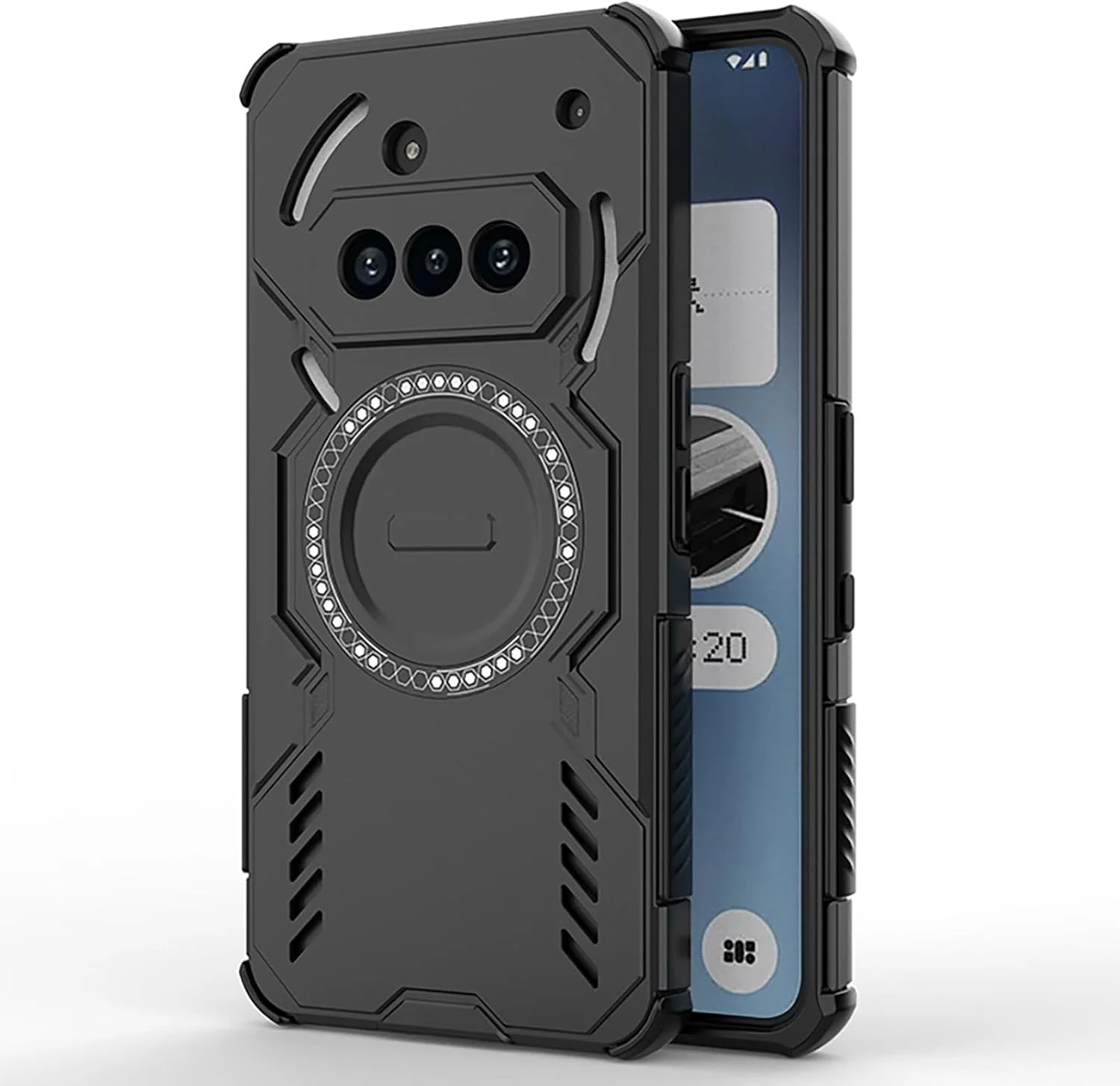 کاور مغناطیسی ایلینگ مناسب برای ناتینگ فون (3a) پرو، سازگار با MagSafe، ضد ضربه با استاندارد نظامی، باریک، PC سخت، سیلیکون نرم، سپر TPU، محافظ زرهی سنگین (مشکی)