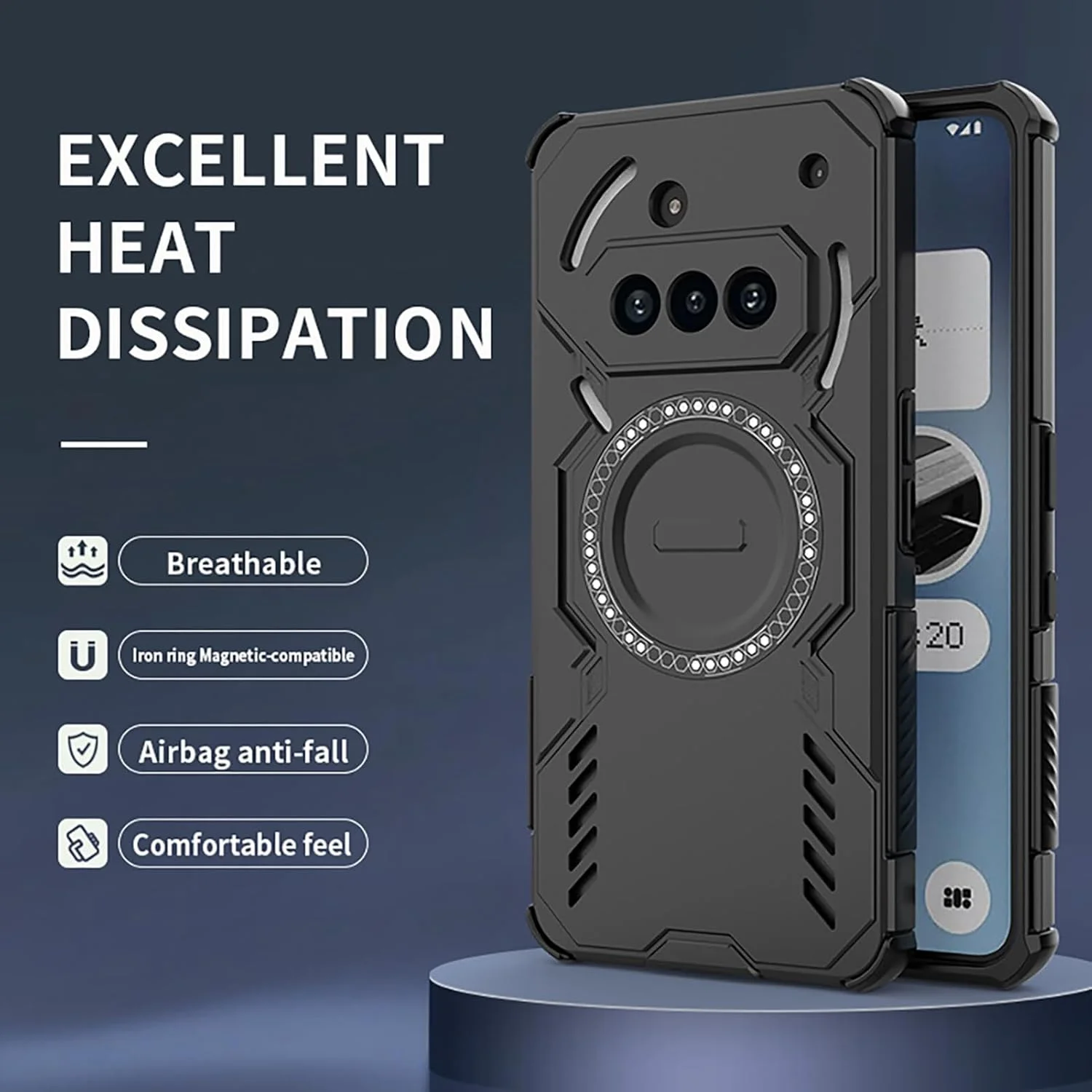 کاور مغناطیسی ایلینگ مناسب برای ناتینگ فون (3a) پرو، سازگار با MagSafe، ضد ضربه با استاندارد نظامی، باریک، PC سخت، سیلیکون نرم، سپر TPU، محافظ زرهی سنگین (مشکی)