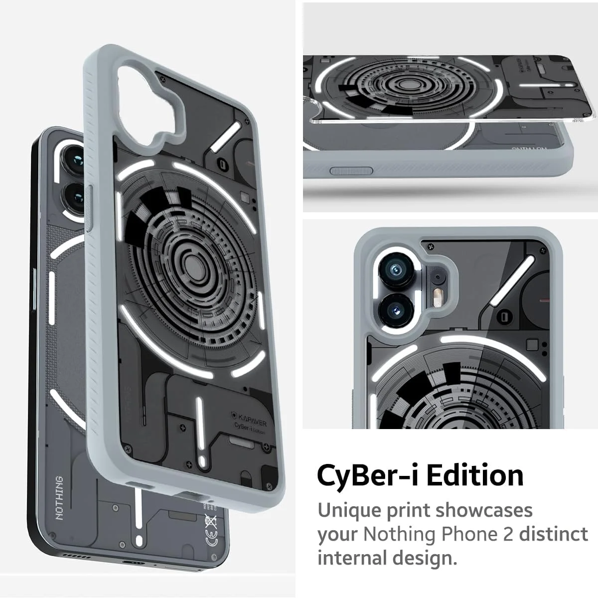 کاور پشتی Cyber-i Edition برند KAPAVER برای Nothing Phone 2 5G (خاکستری-01)