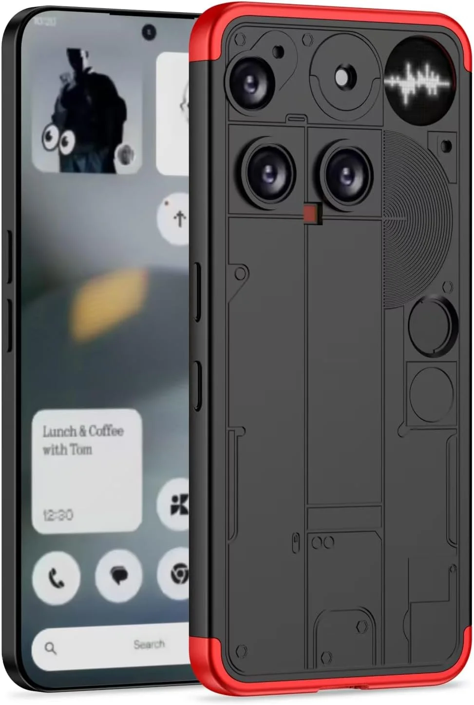 کاور محافظ گوشی ناتینگ فون (3) تیانیو، کاور سخت PC فوق العاده نازک و مقاوم در برابر ضربه، کاور محافظ کامل برای ناتینگ فون (3) - قرمز مشکی