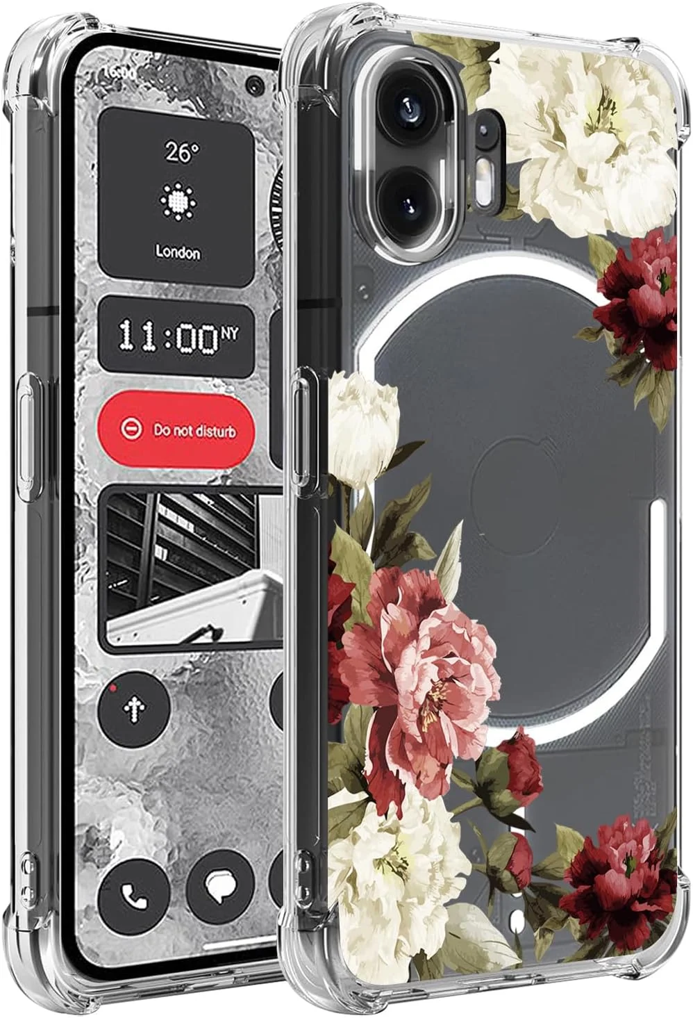 قاب گوشی برای ناتینگ فون 2، ناتینگ فون دو A065 دخترانه زنانه، باریک ضد ضربه شفاف با طرح گل نرم و انعطاف پذیر TPU محافظ برای ناتینگ فون 2 شکوفه گل