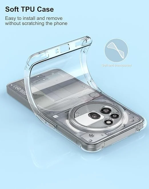 کاور شفاف گوشی ناتینگ فون 3a Pro با ضربه گیر تقویت شده در گوشه ها، باریک و مقاوم در برابر ضربه، ساخته شده از TPU انعطاف پذیر (شفاف)