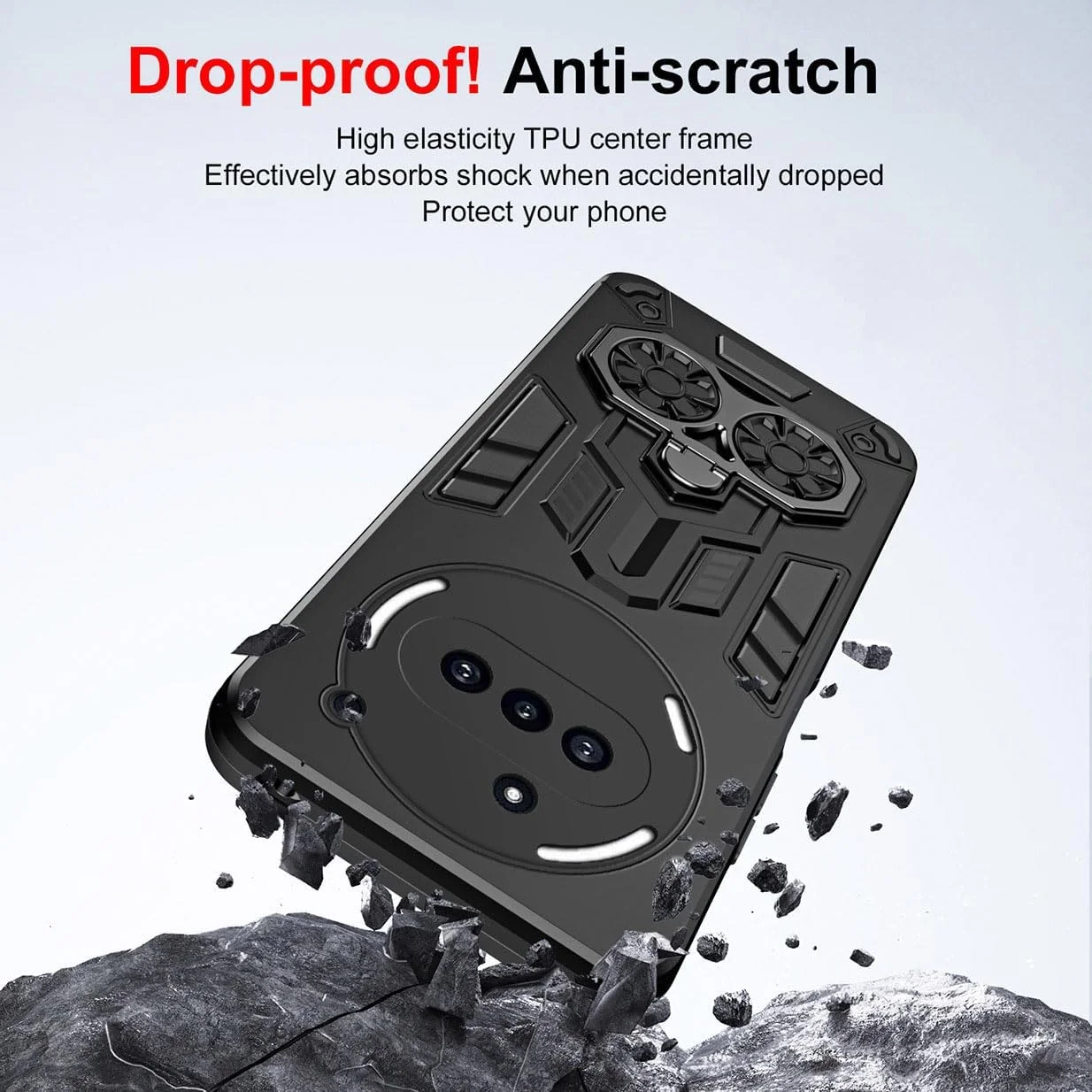 قاب محافظ گوشی ناتینگ فون (3a) 5G مدل UPLAI، بسیار نازک، ضد ضربه، با استاندارد نظامی، دارای حلقه فلزی، ساخته شده از PC با کیفیت و بامپر TPU بادوام. رنگ مشکی