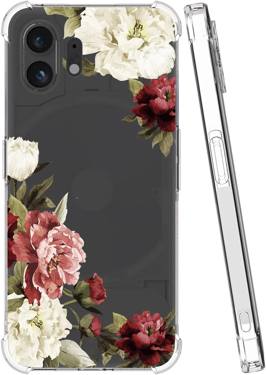 قاب گوشی برای ناتینگ فون 2، ناتینگ فون دو A065 دخترانه زنانه، باریک ضد ضربه شفاف با طرح گل نرم و انعطاف پذیر TPU محافظ برای ناتینگ فون 2 شکوفه گل
