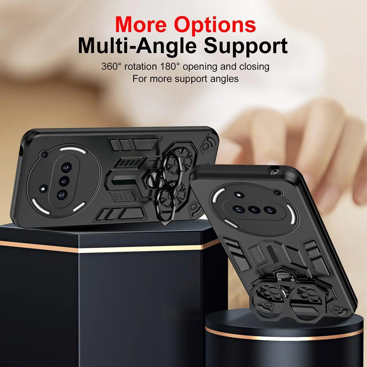 قاب محافظ گوشی ناتینگ فون (3a) 5G مدل UPLAI، بسیار نازک، ضد ضربه، با استاندارد نظامی، دارای حلقه فلزی، ساخته شده از PC با کیفیت و بامپر TPU بادوام. رنگ مشکی