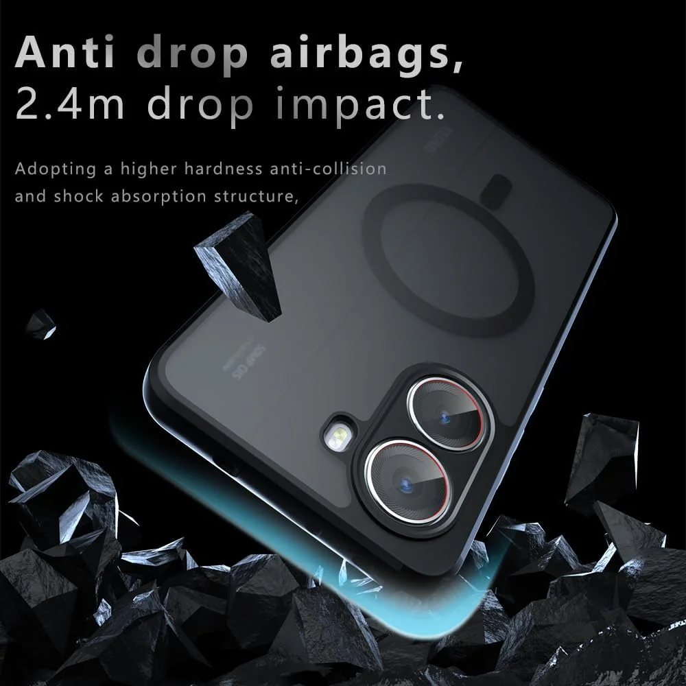 کاور مات مغناطیسی Zuooiec برای Poco X7 Pro 2025، دارای آهنربای قوی داخلی، سازگار با MagSafe، کاور نازک و باریک PC با حس پوست برای Poco X7 Pro - مشکی