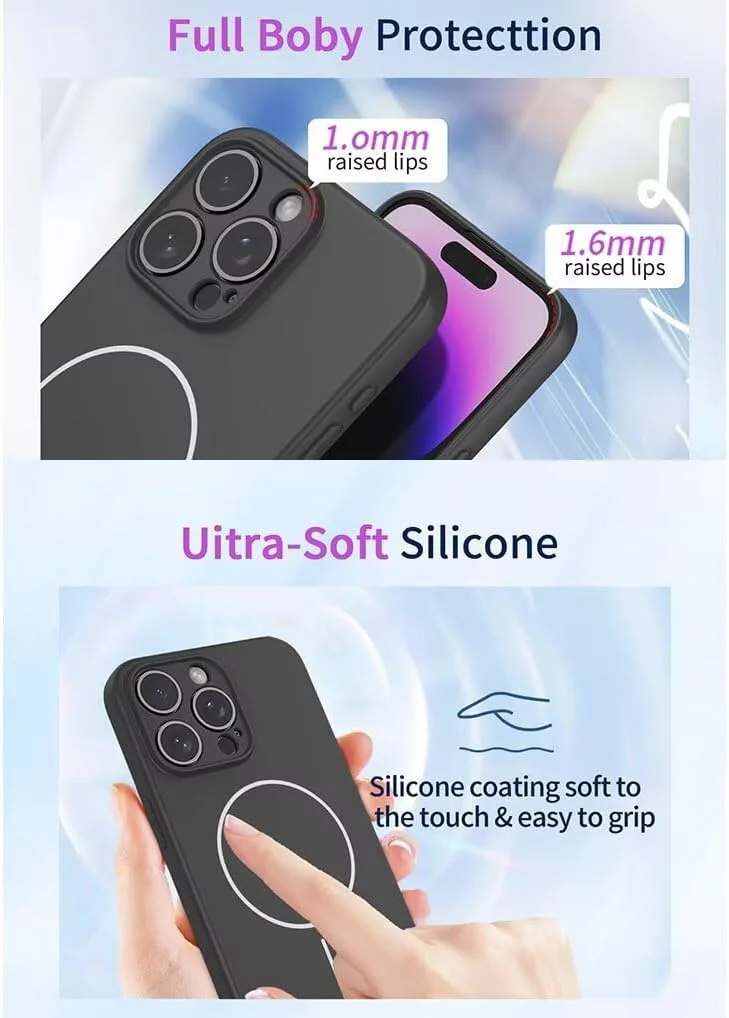 کاور سیلیکونی بسیار نازک و ژله‌ای نرم SEAHAI با قابلیت جذب مغناطیسی و ضربه‌گیر لبه TPU شیک - مشکی، مناسب برای ناتینگ فون (3)