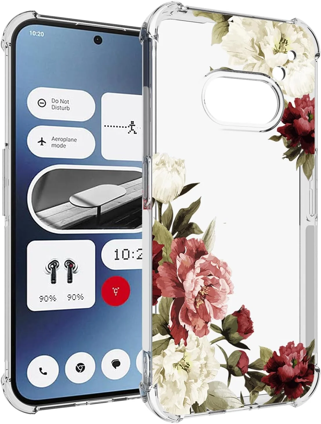 قاب گوشی Jhxtech برای گوشی ناتینگ فون 2A، مدل A142 دخترانه زنانه، باریک ضد ضربه شفاف با طرح گل نرم و انعطاف پذیر TPU محافظ برای گوشی ناتینگ فون 2A طرح شکوفه