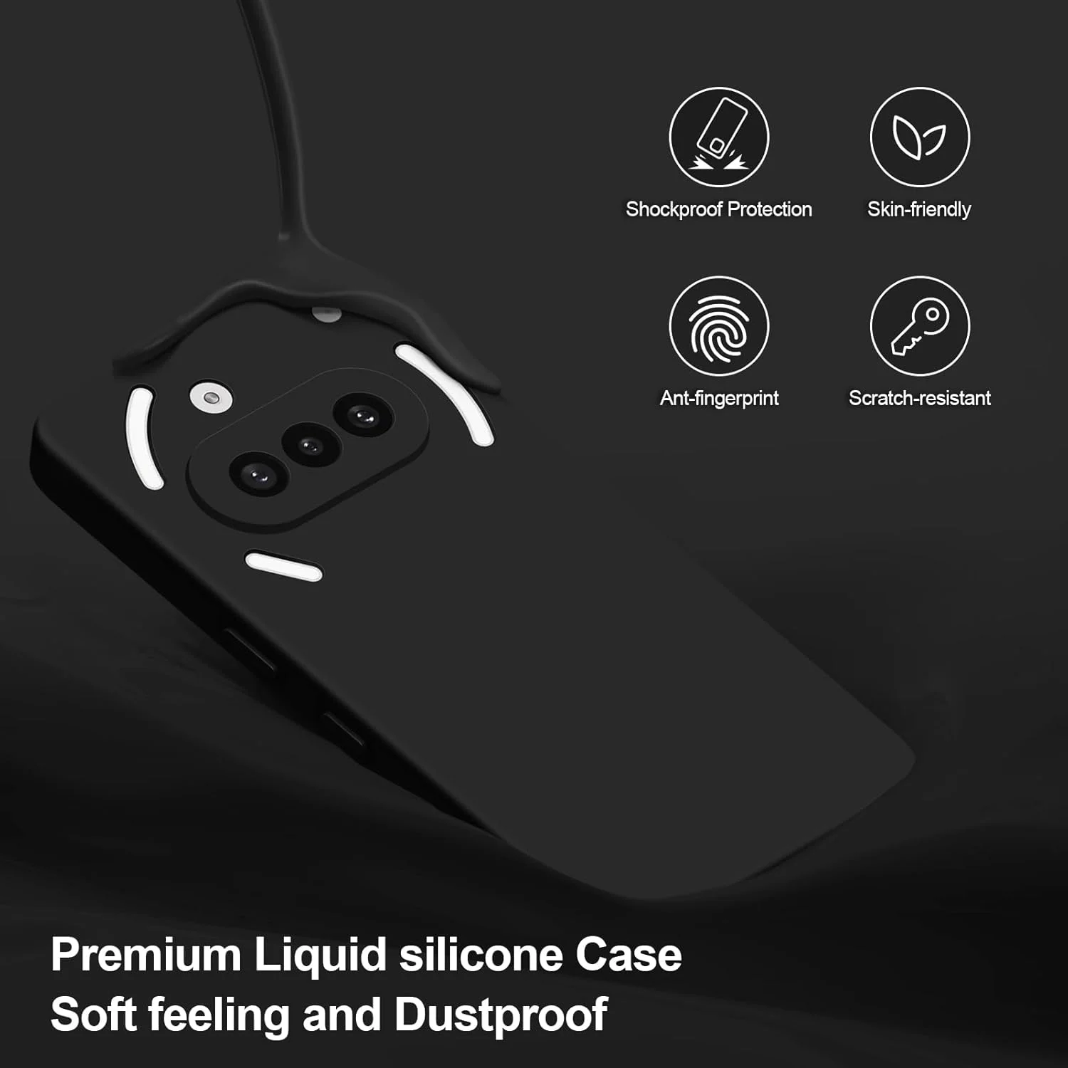 قاب گوشی Btstring برای Nothing 3A، قاب سیلیکونی نرم با محافظت از دوربین، پوشش باریک گوشی با میکروفیبر نرم ضد خش، مشکی