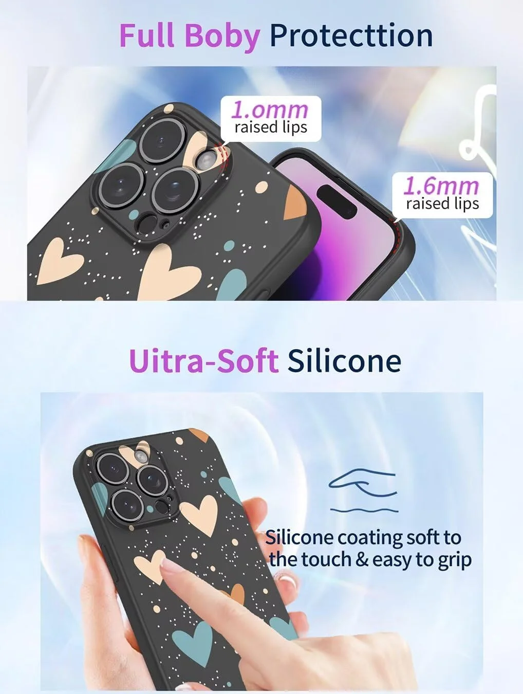 کاور سیلیکونی فوق العاده نازک و نرم SEAHAI برای ناتینگ فون (3) با طرح گل و حیوانات زیبا، کاور شیک ضربه گیر TPU - مشکی S04