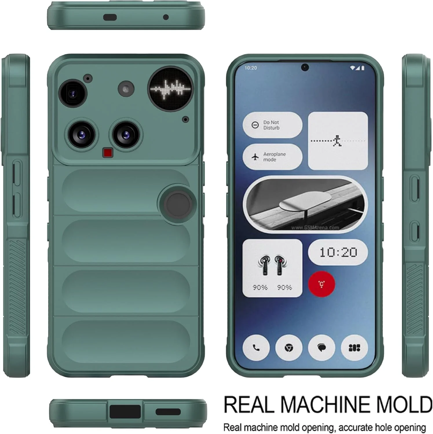 قاب سیلیکونی مایع برای ناتینگ فون (3) با محافظت ضد میکروب، پوشش داخلی میکروفیبر نرم ضد خش، کاور ژله ای لاستیکی مقاوم در برابر ضربه، سبز