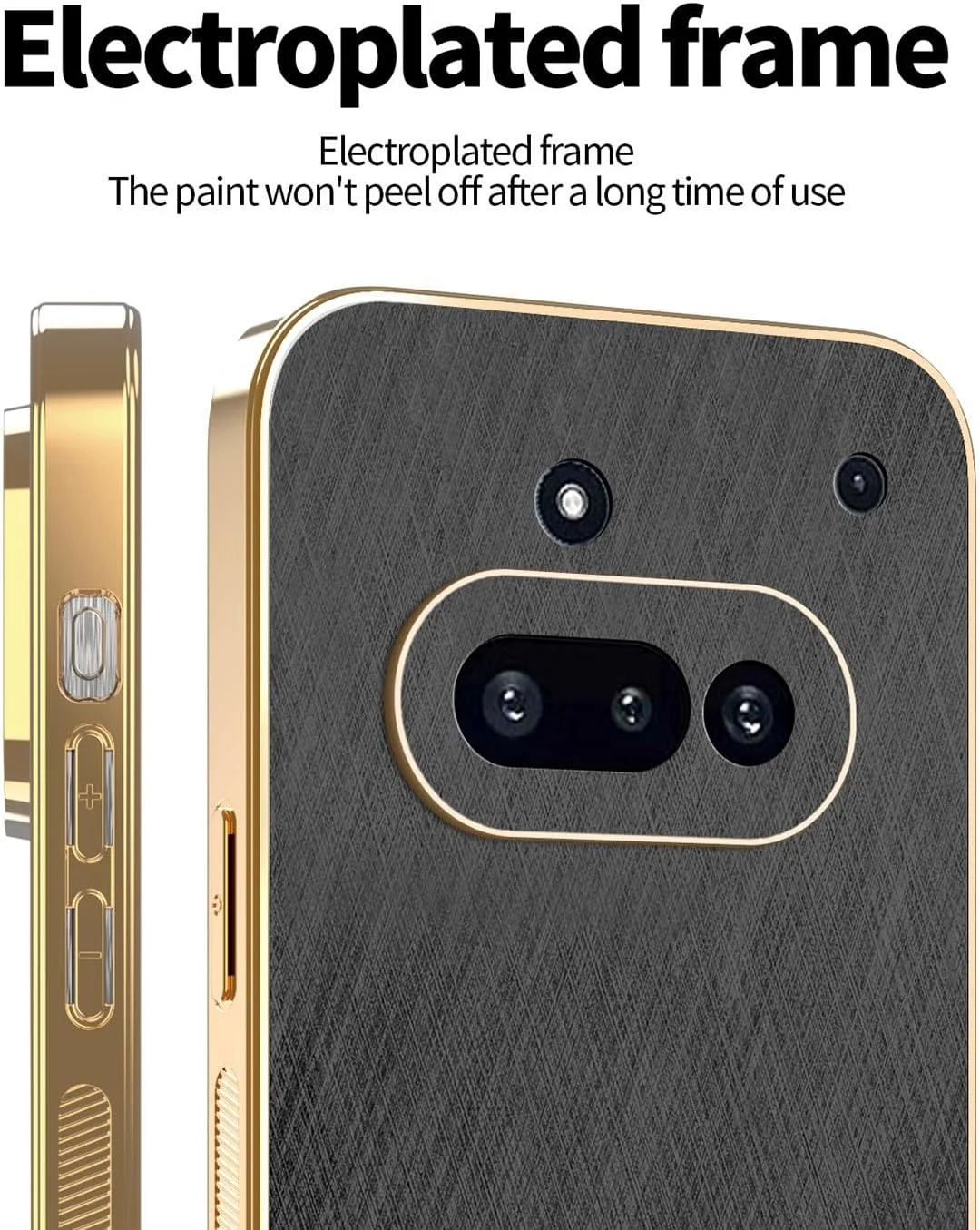 کاور ایلینگ برای ناتینگ فون (3a)، طراحی فلز برس خورده منحصر به فرد، کاور چرمی، بامپر TPU سیلیکونی نرم و فوق العاده نازک مقاوم در برابر ضربه (مشکی)