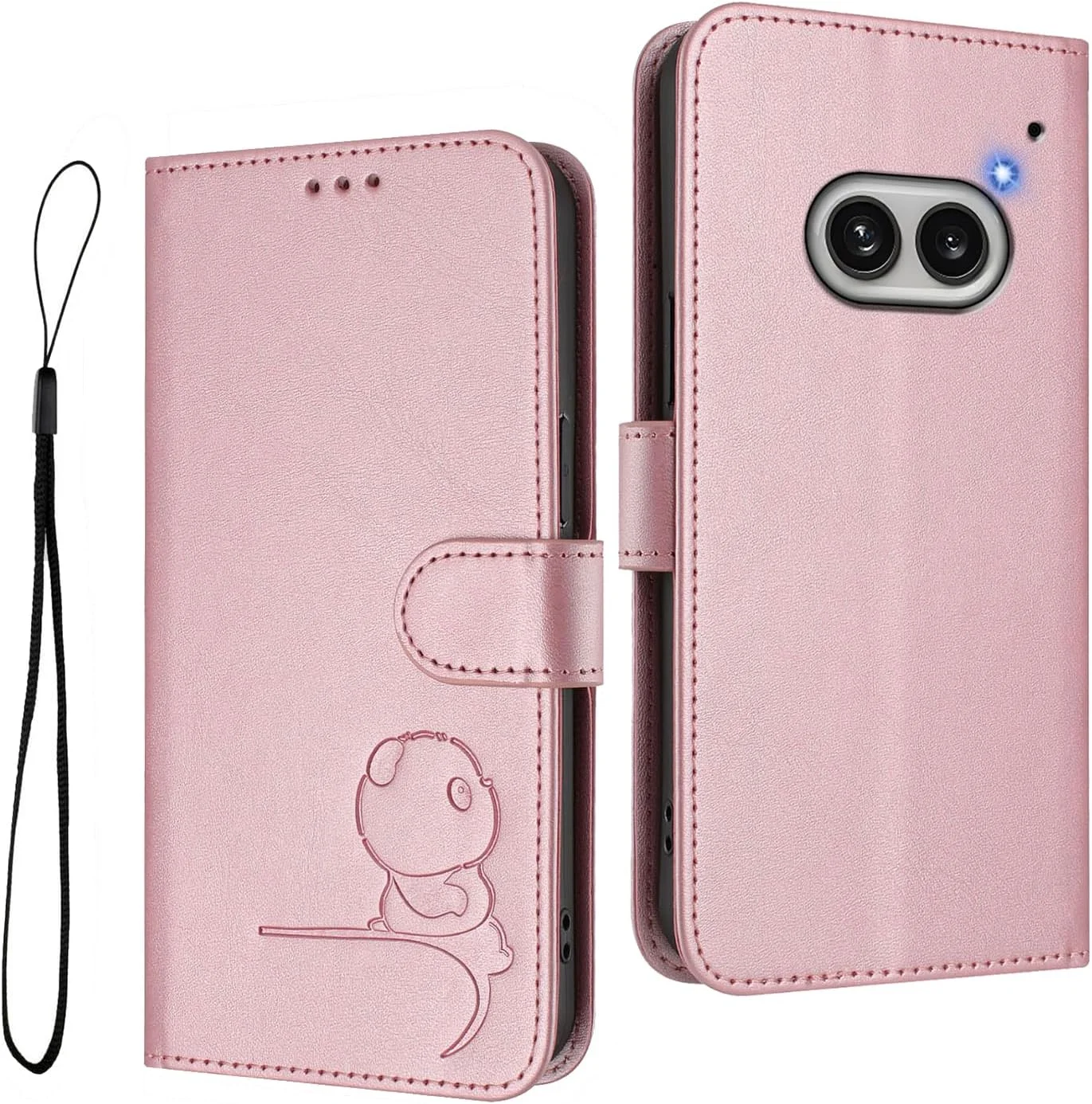 کیف چرمی طرح پاندا HAOYE Premium برای Nothing Phone (2a) / Nothing Phone 2a - کاور محافظ با جای کارت، استند و طراحی ضد ضربه - صورتی