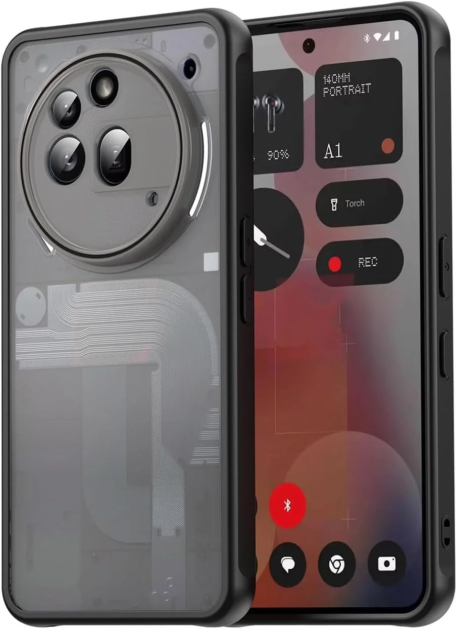 قاب محافظ فوق العاده نازک بوریا برای ناتینگ فون (3a) پرو، ضد ضربه، نیمه شفاف، مات، سیلیکونی نرم ممتاز TPU + پوشش سپر PC، قاب لوکس ساده و سبک وزن و ابریشمی. مشکی