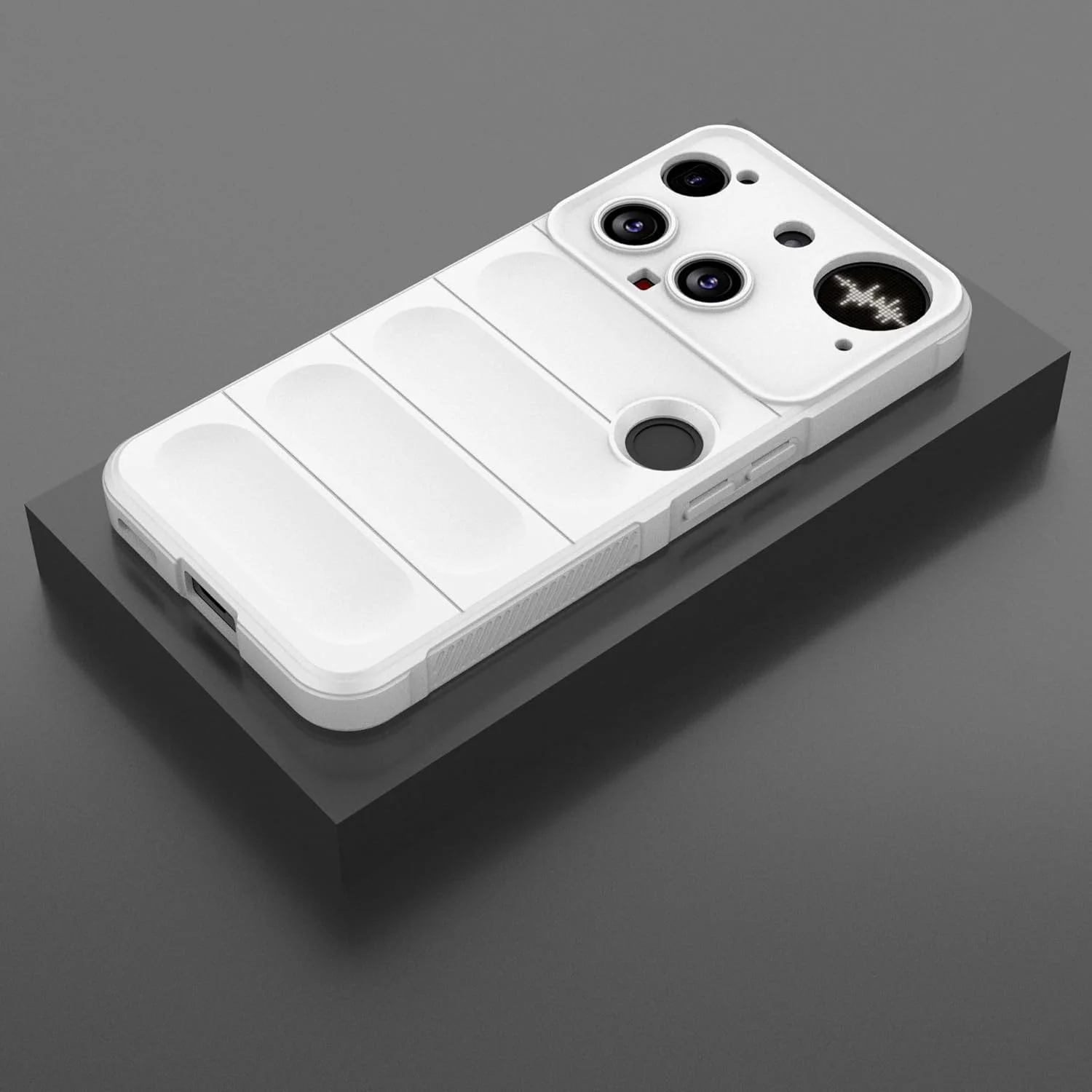 قاب محافظ Gruattreay سازگار با ناتینگ فون 3 مدل 2025، قاب محافظ کیسه هوا ضد ضربه TPU + PC، قاب محافظ رنگ ثابت با حس پوست برای ناتینگ فون 3 (سفید)