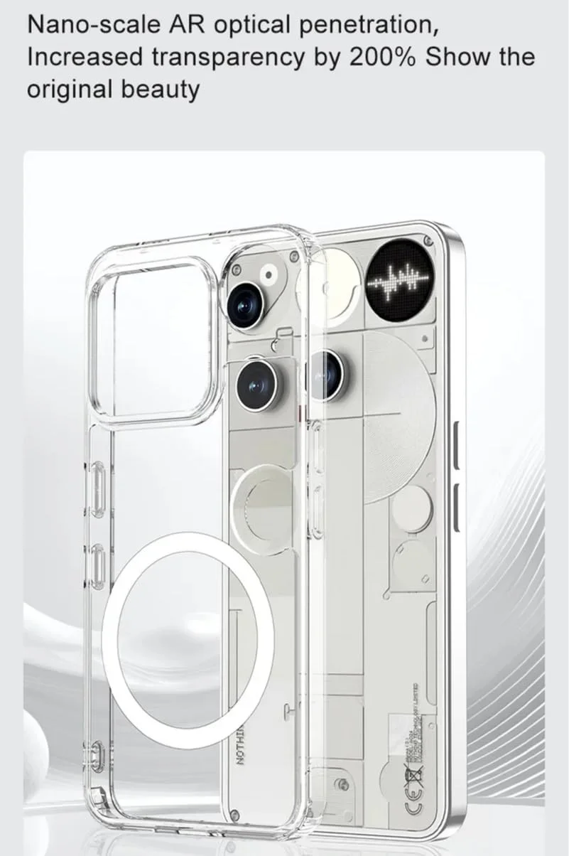 قاب مغناطیسی Gruattreay برای ناتینگ فون (3)، مات و شفاف، لبه TPU نرم، دارای ایربگ ضد ضربه، پوشش محافظ برای ناتینگ فون 3 (شفاف) قاب مغناطیسی Gruattreay برای ناتینگ فون (3)، مات و شفاف، لبه TPU نرم، دارای ایربگ ضد ضربه، پوشش محافظ برای ناتینگ فون 3 (شفاف)